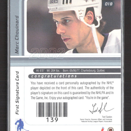 2002 In The Game Signature Series Marc Chouinard #018 auto Auto