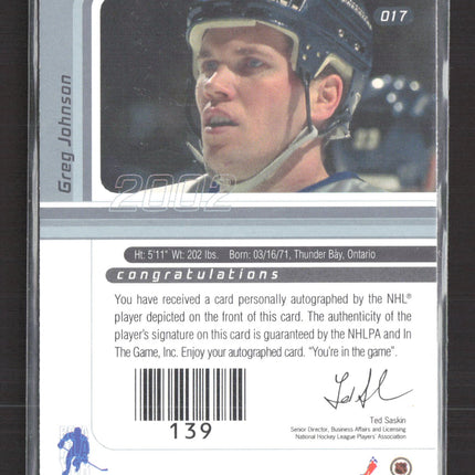 2012 In The Game Signature Series Greg Johnson #017 auto Auto