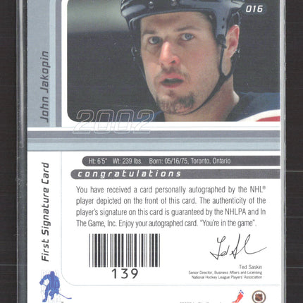 2002 In The Game Signature Series John Jakopin #139 auto Auto