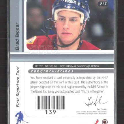 2002 In The Game Signature Series Brad Tapper #217 auto First Signature Card Auto