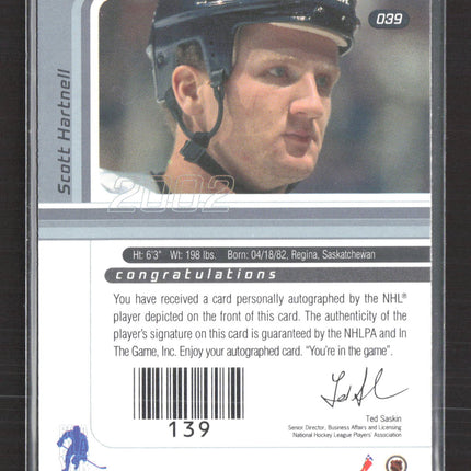 2002 In The Game Signature Series Scott Hartnell #139 auto gold