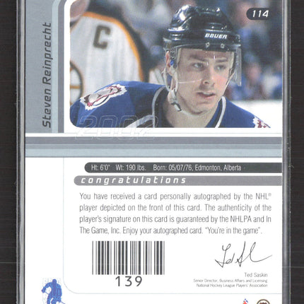 2002 In The Game Signature Series Steven Reinprecht #114 auto gold
