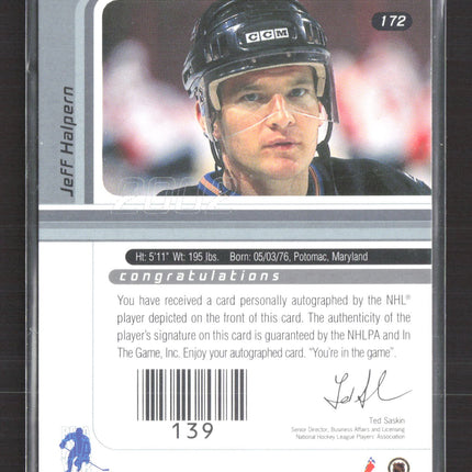 2002 In The Game Signature Series Jeff Halpern #172 auto gold