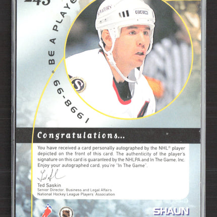 1998 In The Game Be A Player Shaun Van Allen #245 auto Auto