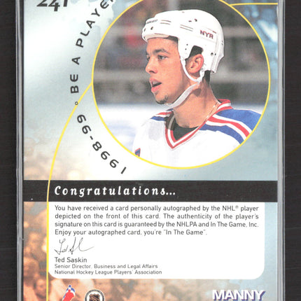 1998 Be A Player Manny Malhotra #241 auto Auto