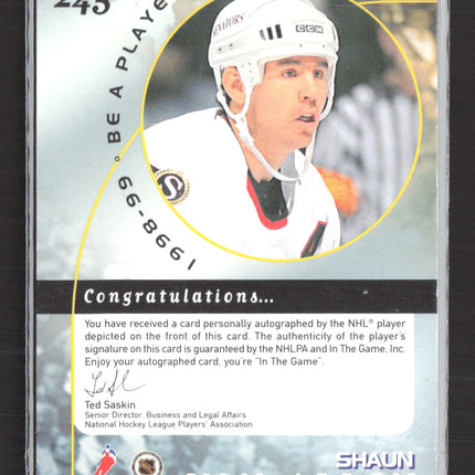1998 Be A Player Shaun Van Allen #245 auto Auto