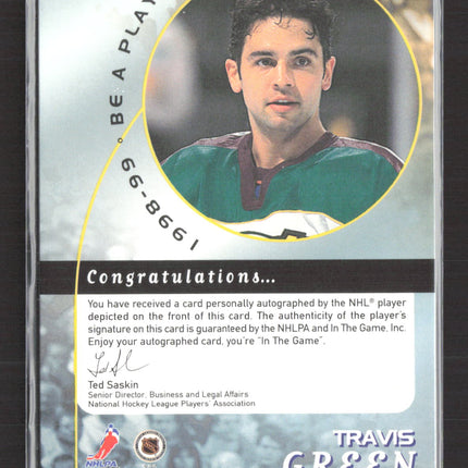 1998 Be A Player Travis Green #155 auto Auto