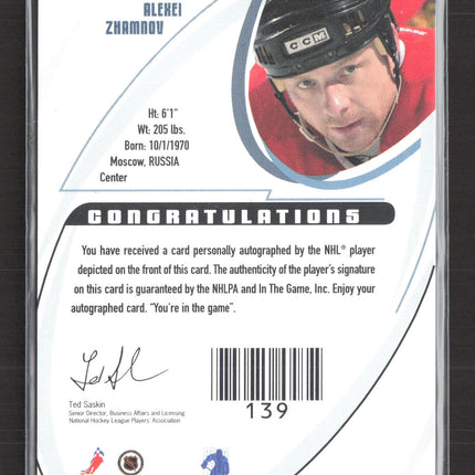 2002 In The Game BAP Signature Series Alexei Zhamnov #139 auto Auto