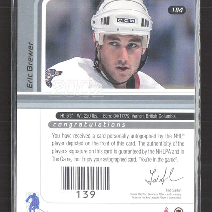 2002 In The Game Signature Series Eric Brewer #184 auto gold