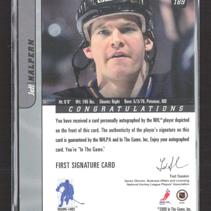 2001 In The Game Signature Series Jeff Halpern #189 auto gold