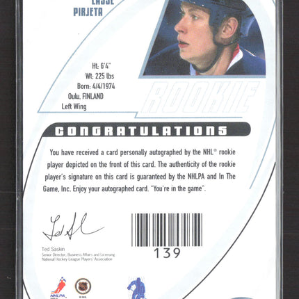 2003 In The Game Signature Series Lasse Pirjeta #189 auto Auto