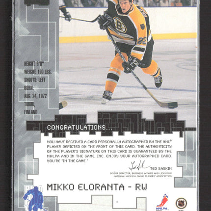 1999 In The Game Millennium Signature Series Mikko Eloranta #27 auto Auto