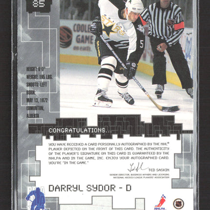 1999 In The Game Millennium Signature Series Darryl Sydor #85 auto Auto