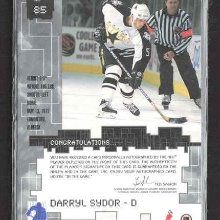 1999 In The Game Millennium Signature Series Darryl Sydor #85 auto Auto