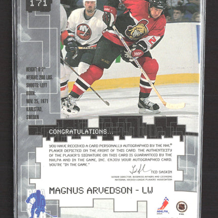1999 In The Game Millennium Signature Series Magnus Arvedson #171 auto