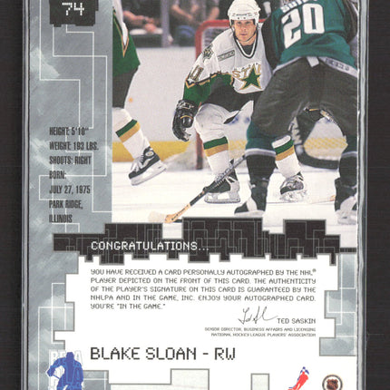 1999 In The Game Millennium Signature Series Blake Sloan #74 auto gold