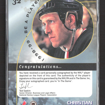 1998 Be A Player Christian Laflamme #32 auto Auto