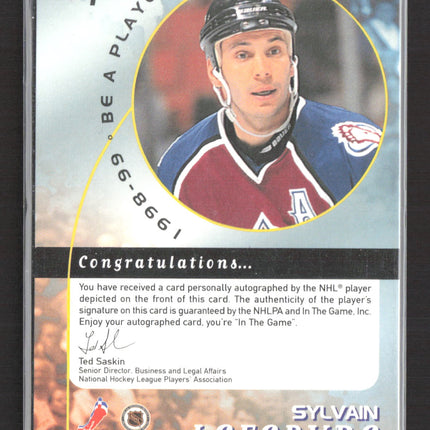 1998 Be A Player Sylvain Lefebvre #184 auto Auto