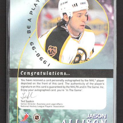 1998 In The Game Be A Player Jason Allison #156 auto Auto