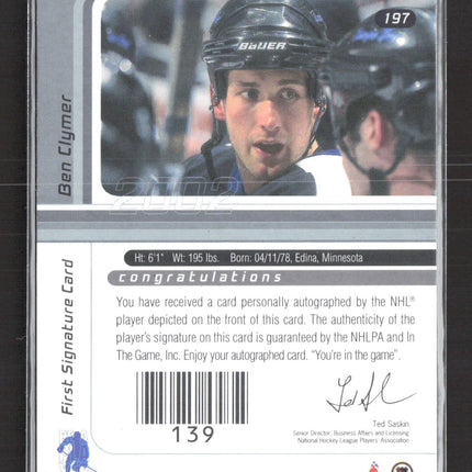 2002 In The Game Signature Series Ben Clymer #197 auto