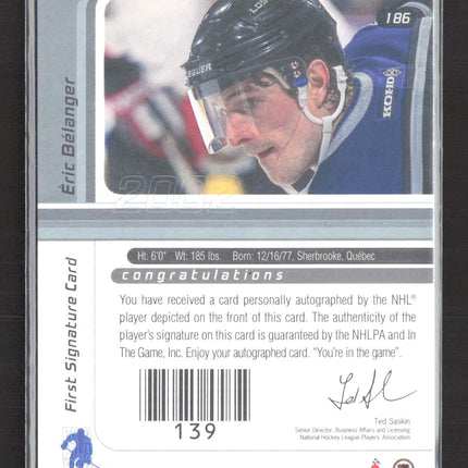 2012 In The Game Signature Series Éric Bélanger #139 auto Auto