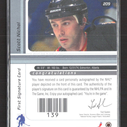 2002 In The Game Signature Series Scott Nichol #209 auto Auto
