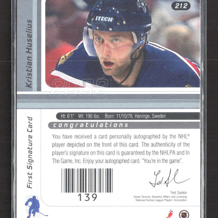2002 In The Game Signature Series Kristian Huselius #212 auto Auto