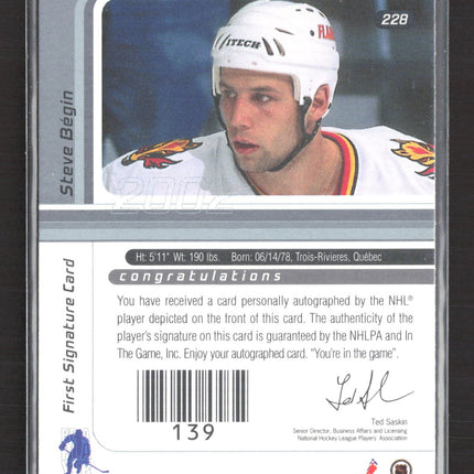 2002 In The Game Signature Series Steve Bégin #228 auto Auto
