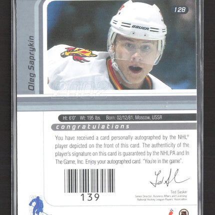 2002 In The Game Signature Series Oleg Saprykin #139 auto Auto