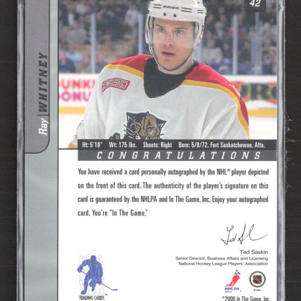 2001 In The Game Signature Series Ray Whitney #42 auto Auto