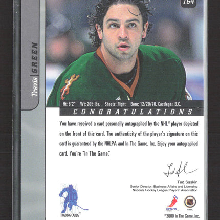 2001 In The Game Signature Series Travis Green #164 auto Auto