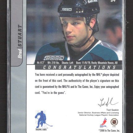 2001 In The Game Signature Series Brad Stuart #84 auto Auto