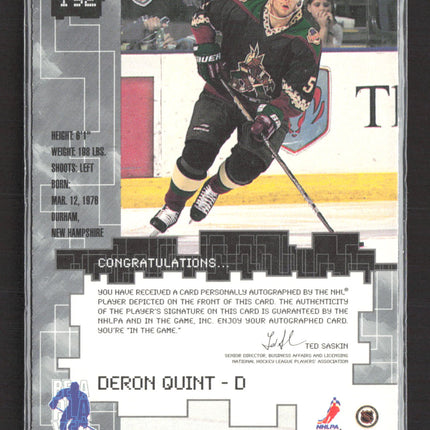 1999 In The Game Millennium Signature Series Deron Quint #192 auto gold