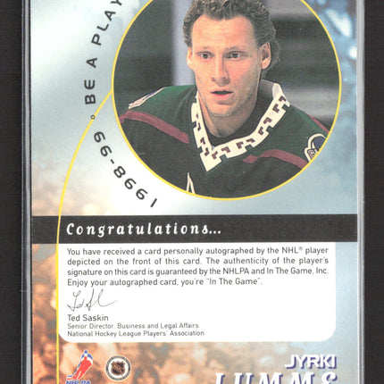 1998 Be A Player Jyrki Lumme #259 auto Auto