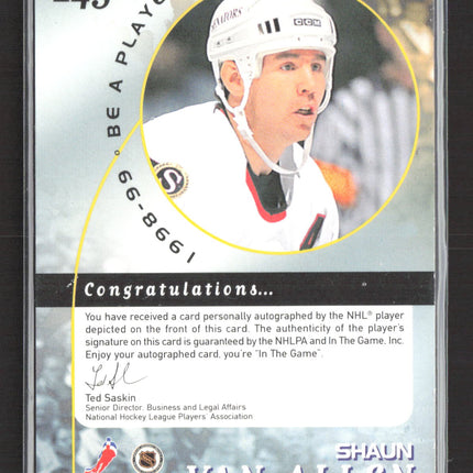 1998 Be A Player Shaun Van Allen #245 auto Auto