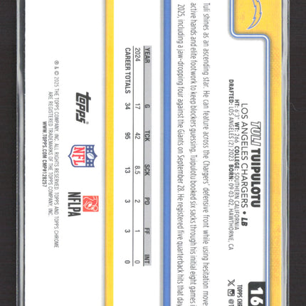 2025 Topps Chrome Tuli Tuipulotu #163 Radiating Rookies