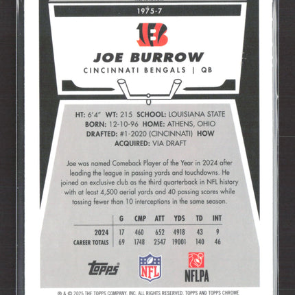 2025 Topps Chrome Joe Burrow #1975-7 Refractor
