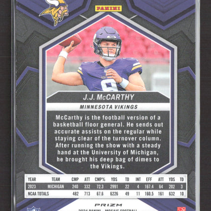 2024 Panini Mosaic J.J. McCarthy #310 Green RC