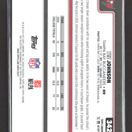 2025 Topps Chrome Tez Johnson #342 RC red white blue