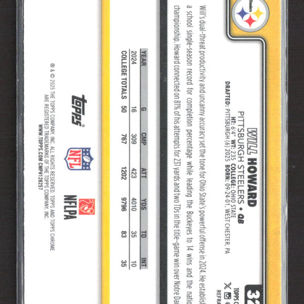 2025 Topps Chrome Will Howard #321 Refractor RC