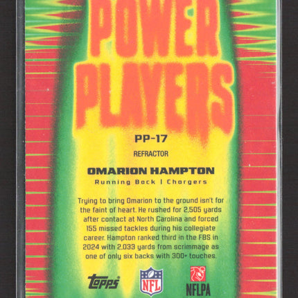 2025 Topps Chrome Power Players Omarion Hampton #PP-17 Refractor RC