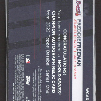 2022 Topps World Series Champion Autograph Relic Freddie Freeman #WCAR-FF 32/50