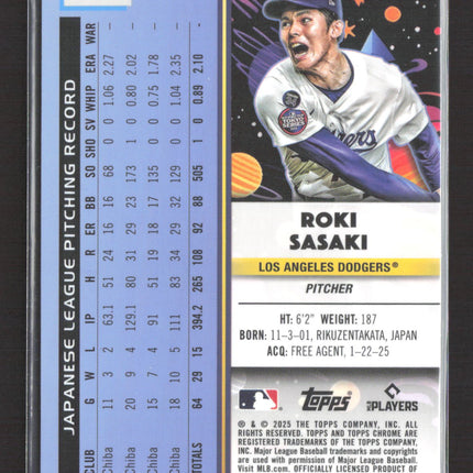 2025 Topps Chrome Cosmic Roki Sasaki #68 RC White Hole