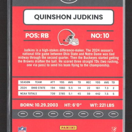 2025 Panini Donruss Optic Football Quinshon Judkins #12 RC