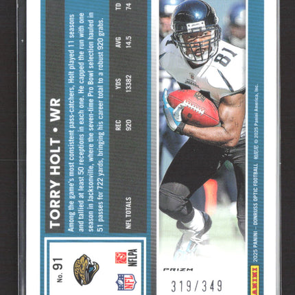 2025 Panini Donruss Optic Torry Holt #91 Blue Prizm 319/349