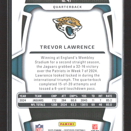2025 Panini Certified Trevor Lawrence #47 orange 079/150