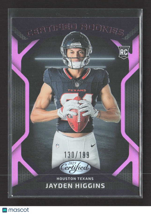 2025 Panini Certified Certified Rookies Jayden Higgins #CRK-JHS Pink RC 130/199