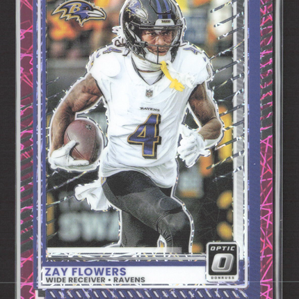 2025 Panini Donruss Optic Prizm Zay Flowers #120 Pink Velocity 86/99