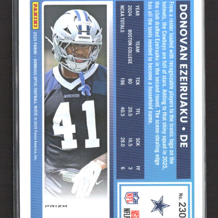 2025 Panini Donruss Optic Prizm Donovan Ezeiruaku #230 blue