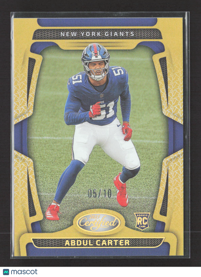 2025 Panini Certified Abdul Carter #165 Gold RC 05/10